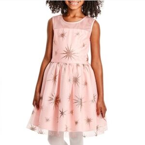 Elegant Pink Starry Kids Dress Sz16